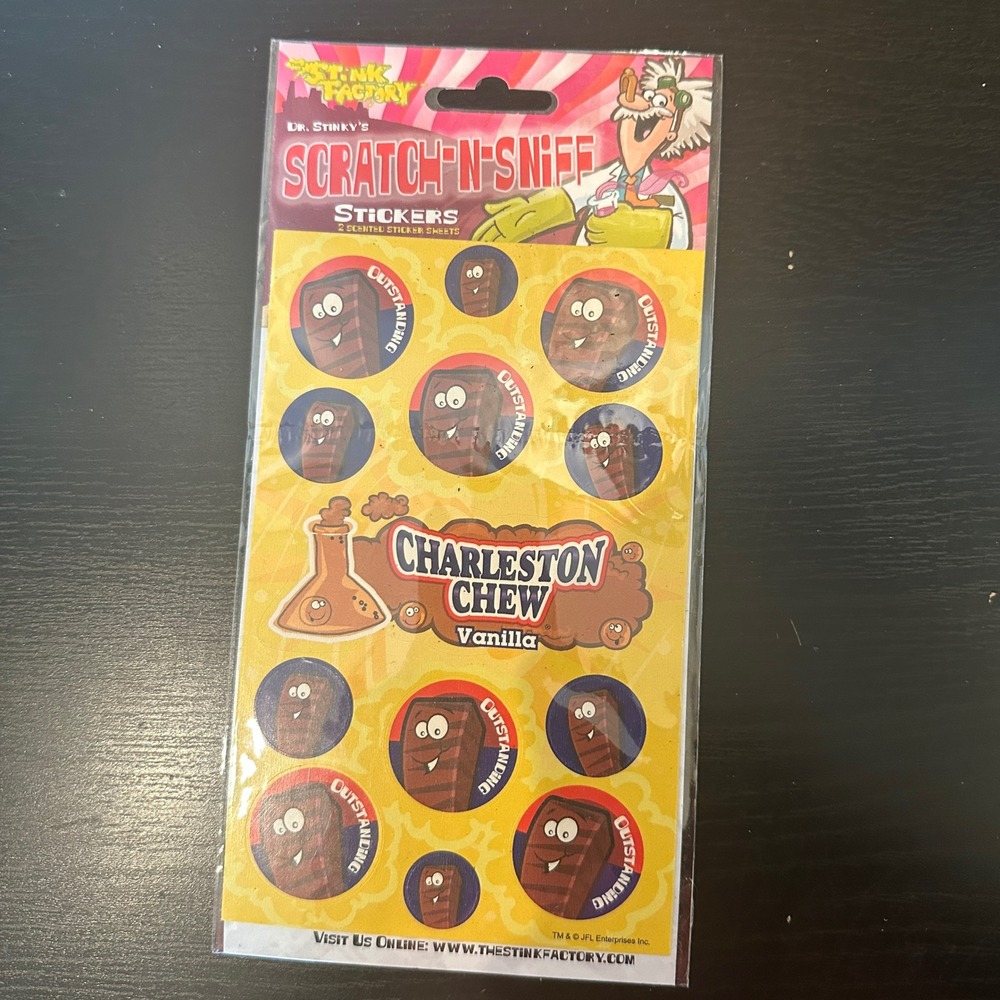 Dr Stinky's Scratch N Sniff Stickers Charleston Chew Vanilla 2 Sheets 41077